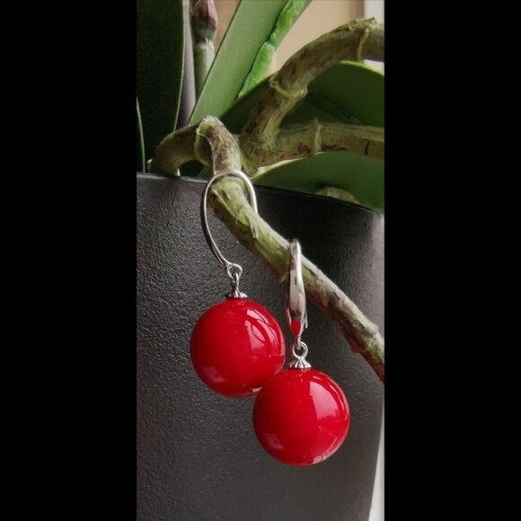 NEW Sterling silver red agate earrings - Picture 1 of 3